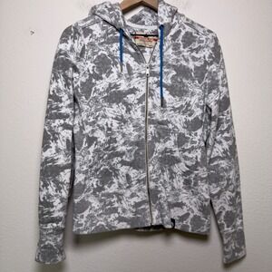 American Giant Women 100% Cotton Hoodie Small‎ Gray Marble Zip Up Sweatshirt USA